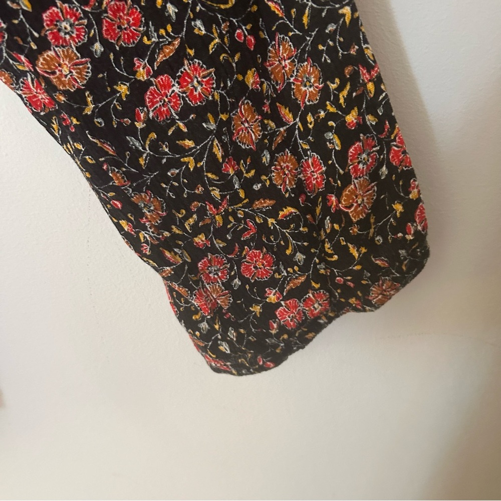 Old Navy-Black Floral‎ Blouse-Tassel Tie Neck-Sz XXL-Peasant-Boho-Cottagecore - Picture 8 of 11